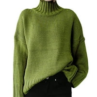 Wavsuf ženski džemperi plus veličine kornjače casual zima visoki vrat dugi rukavi Čvrsti pleteni zazor zeleni