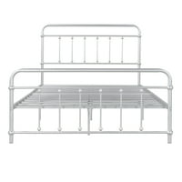 Metalni platformski krevet u punoj veličini s uzglavljem i pločom, okvir željeznog kreveta za spavaću sobu, srebro