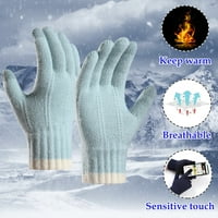 Ženske rukavice; zimske Tinejdžerske ženske tople pletene rukavice s dodirnim zaslonom elastične mekane rukavice