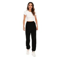 Sweatpant za žene labave ležerne hlače modno solidne boje jogger Sport Elastic Elastic Srednji struk s džepom