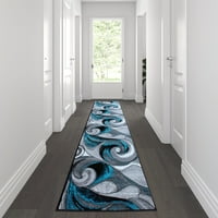 Moderni pravokutni tepih u novoj crnoj, sivoj, tirkiznoj boji, 3' 10'