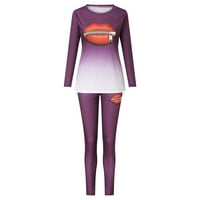 Hlače za žene sportske casual široke hlače s dugim rukavima traperice za žene duge sportske hlače odijelo ljubičasta-6
