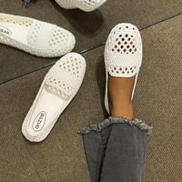 Ženske ljetne udobne sandale s ravnim potplatom-široke širine ravne sa šupljim udobnim potplatom, bijele elegantne