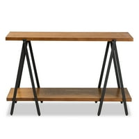 Baxton Studio Britton Industrial Industrial Wood and Metal Tier Console stol, Walnut Black