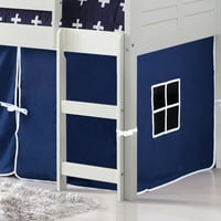 Kućni i uredski dizajn Dizajn Twin Niski potkrovlje u bijeloj boji s plavim platnenim šatorom