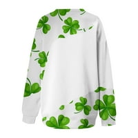 Dukseric za žene crewneck Shamrock tiskani vrhovi dugih rukava casual labave blagdanske bluze