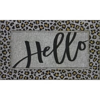 Osnove soho tkanog tepiha pewter hello leopard doorMat, 18 30