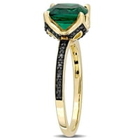 Ženski koktel prsten od žutog zlata od 10 karata s smaragdno crnim dijamantom od 10 karata s smaragdno crnim dijamantom
