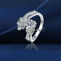 Nakit prekrasni zaručnički prstenovi Ženski nakit bijeli prstenovi Prekrasan Prsten od legure umetnut rhinestones