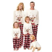 Dodaci / Božićni obiteljski set odgovarajućih pidžama za odrasle i djecu, vrhovi s printom sobova + karirane hlače,