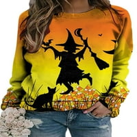 Ženski ležerni pulover za Noć vještica s dugim rukavima s printom bundeve, široke džempere s kapuljačom