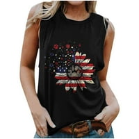 Ženska američka zastava Truns Tops USA zastave Stars Stripes Cvjetni print majica bez rukava TEE TOPS TRENDY MICINSKI