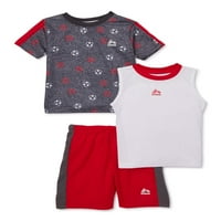 Dječaci tiskane majice, vrh mišićnih tenkova i kratke hlače, 3-dijelni atletski set, veličine 4-12