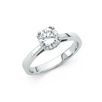 Jewels by lu 14k bijelo zlato okrugli kubični cirkonia cz zaručnički prsten Veličina 6.5