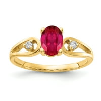 Prsten od žutog zlata od 7 karata s ovalnim rubinom i dijamantom.
