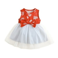Dječja ljetna jesenska haljina s prslukom Bez rukava s printom srca za Valentinovo, odjeća od 2 godine