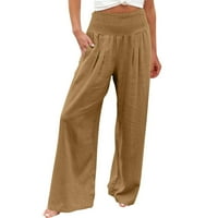 Ženske vrećaste rastezljive hlače visokog struka, široke hlače s kravatom, ljetne Ležerne široke hlače s džepovima