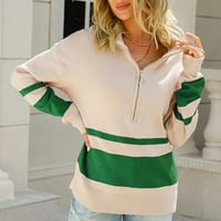 Ženske kornjače džemper preveliki patentni zatvarač pleteni pulover dugi rukavi Čvrsta boja labavi dame džemperi