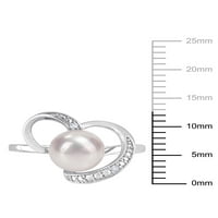 Apstraktni prsten od sterling srebra s naglaskom na slatkovodnim kultiviranim biserima i dijamantima