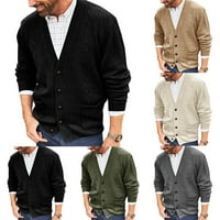 Modni muški tanki casual pleteni džemper s izrezom u obliku slova A, kardigan, kaput, pletena jakna