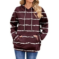 SKSLOEG Womens Hoodies pulover vafli s dugim rukavima s kapuljačama s kapuljačom jakna s tiskanom duksericom s