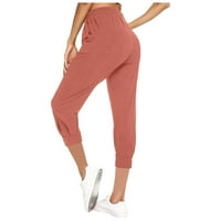 Ženske Capri hlače Plus size ženske tajice lagane ljetne Ležerne rastezljive hlače s visokim usponom i džepovima