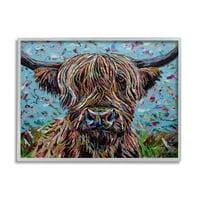 Stupell Industries Highland Stoka krava slojevita Flecked Abstract Portret Slikanje siva uokvirena umjetnička
