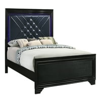 Penelope Queen krevet s LED osvjetljenjem crne i ponoćne zvijezde