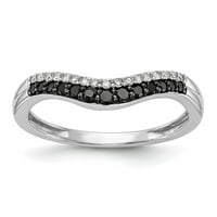 14K BIJELO ZLATNI RING BAND Vjenčanje Dijamantni okrugli Black & Size 9