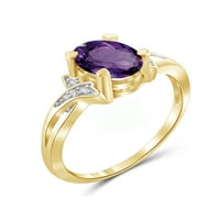 Jewelersclub Ametist Ring Birthstone nakit - 1. Karat Amethist 14K zlatni nakit od srebrnog prstena s bijelim