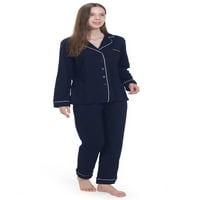 Indefini ženske pidžame postavljene gumb za spavanje dugih rukava Down noćna odjeća meka pamučna pidžama saloni