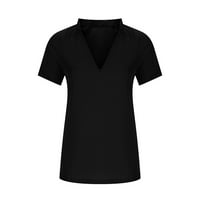Pejock ženske predimenzionirane majice majice kratki rukavi čvrsti vrhovi v-izreza labave košulje ljetne casual