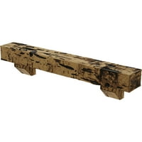 Ekena Millwork 4 H 4 D 60 W Pecky Cypress Fau Wood Kamin Mantel Kit W Ashford Corbels, prirodni zlatni hrast