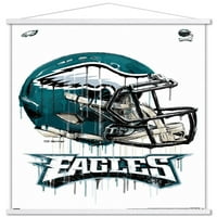 Philadelphia Eagles - plakat kaciga za kaciga s drvenim magnetskim okvirom, 22.375 34