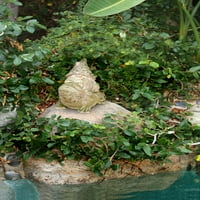 Alpski mahovinski kameni vrtni patuljak koji jaše žabu, visoki Kip