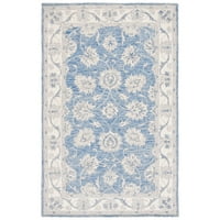 Vuneni tepih s cvjetnim obrubom od 5' 8'plave Bjelokosti