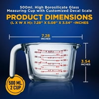 Nutrichef High Borosilikate čaša za mjerenje čaša s prilagođenom ljestvicom naljepnice, ML