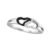 Jewels 10kt bijelo zlato ženke okrugle crne boje Pojačani dijamantni srčani prsten CTTW