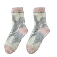Ženske zimske izolirane koraljne čarape s printom neklizajuće čarape na pruge Čarape Velike čarape za Božić sive