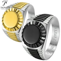 Prsten od nehrđajućeg čelika od nehrđajućeg čelika 316 inča dvobojni okrugli kvadratni ravni vrh klasično crno