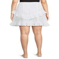 Ženska mini suknja na više razina s umetkom od čipke, veličine mumbo-mumbo