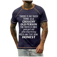 Muške košulje Retro Muška Raglan majica kratkih rukava s okruglim vratom, vrhovi s printom slova, ljubičasti;