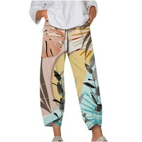 Ženske Capri hlače za slobodno vrijeme od ekonomičnog pamuka i lana, hlače s džepovima, elastičnim vezicama, visokim