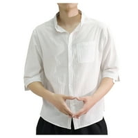 Muške majice Rasprodaja lanena košulja muška Nova tanka košulja s ovratnikom i kratkim rukavima u sedam točaka