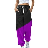 JOGGERS Znojne hlače za ženske vrećane labave vježbe trčanja s džepovima s džepovima elastični salon visokog struka