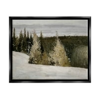 Snježne padine šume prirode krajolik slika Jet crni uokvireni umjetnički print zidna umjetnost