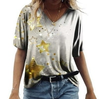 Ženski topovi, ženska modna ležerna majica s digitalnim printom mjeseca i zvijezda, široka majica kratkih rukava,