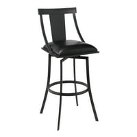 Moderna barska stolica visoka je 30 inča, s mat crnom završnom obradom i crnom kožom u boji