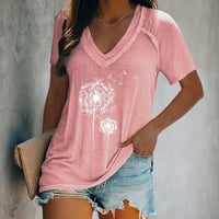 Ženski vrhovi modni V-izrez print casual majica s kratkim rukavima