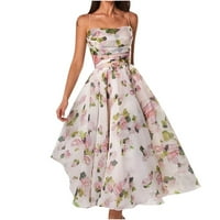 Šifonska haljina s naramenicama Bez rukava Bez rukava s botaničkim printom